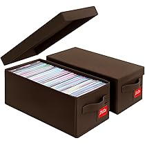 Amazon.co.jp: Tapetinel 2点セット ブラウン 合皮 DVD 収納ボックス